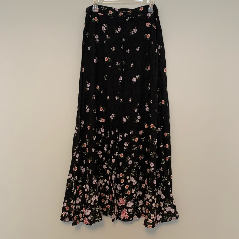 Zara Black Maxi Skirt Floral Print - Picture 2 of 6